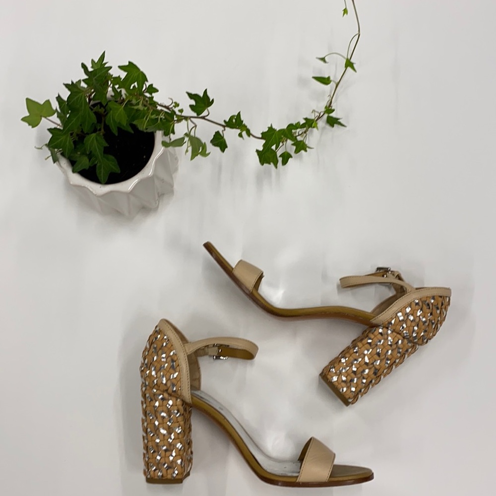 Coach Open Toe Beige & Silver - Size 10